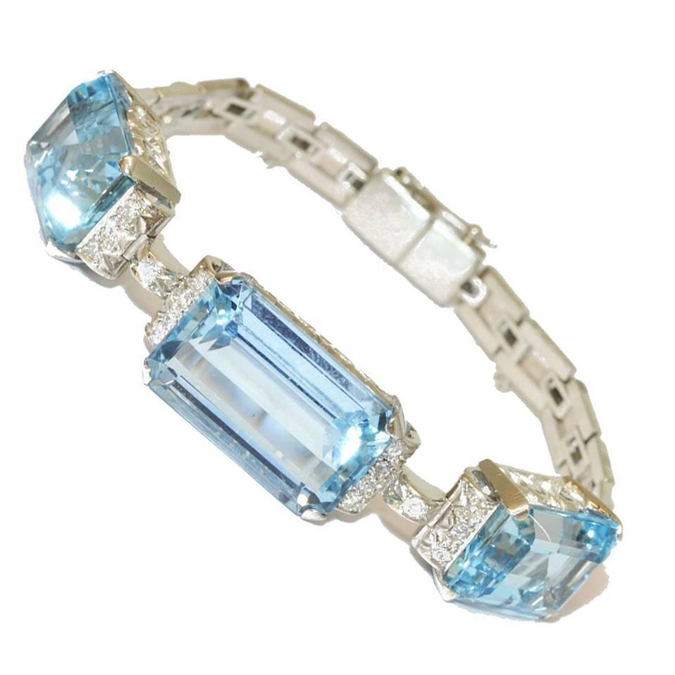 1950s Aquamarine Diamond Bracelet