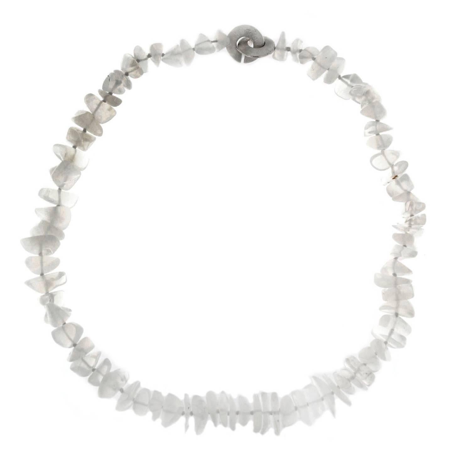 Alex Jona design collection Opal necklace with a brushed sterling silver clasp. Each bead is polished in its natural shape.Total length 19.29