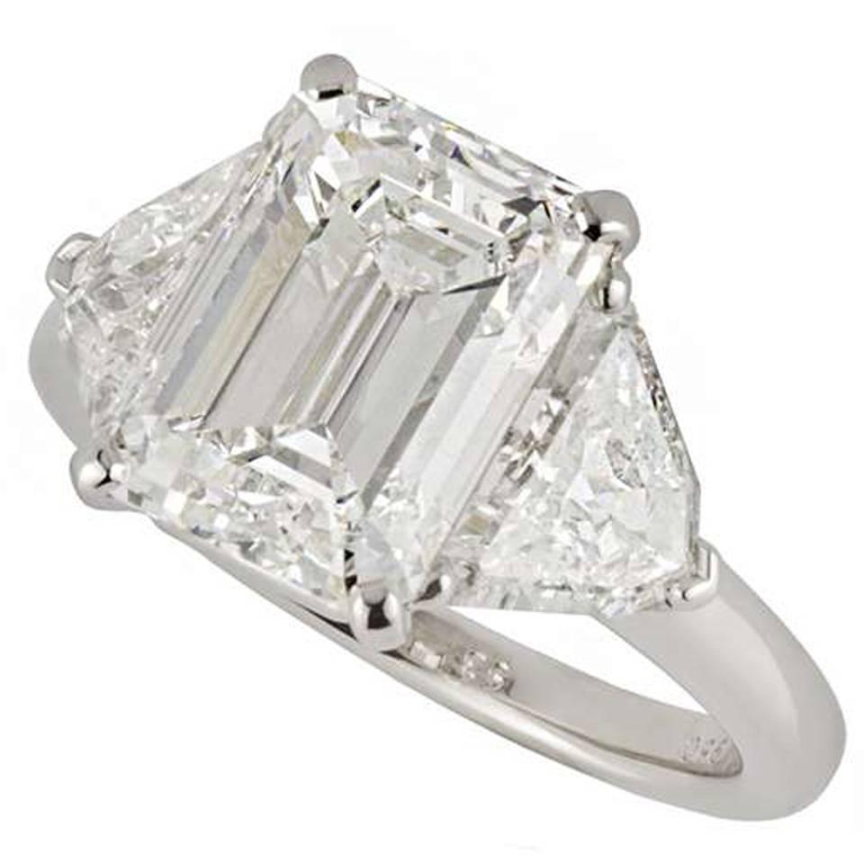 Cartier Emerald Cut Diamond Gold Ring 5.03 Carat GIA Certified at ...