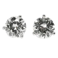 2.02 Carat Total GIA Diamond Stud Martini Earrings 9