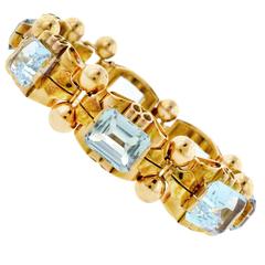 Retro Aquamarine Gold Bracelet