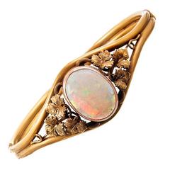 Victorian Opal Bangle Bracelet with Grape Leaves 9