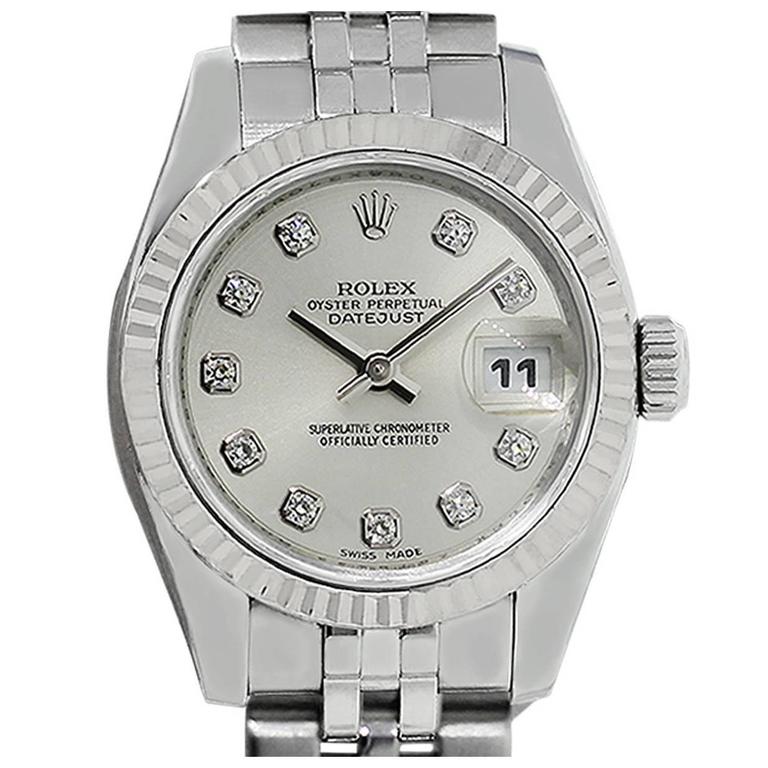 Rolex Ladies Stainless Steel Diamond Dial Wristwatch Ref179174 For Sale