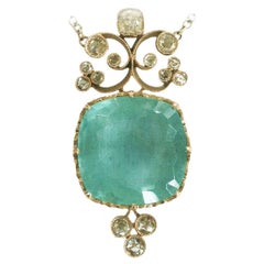 Dalben Aquamarine Diamond Gold Pendant Necklace