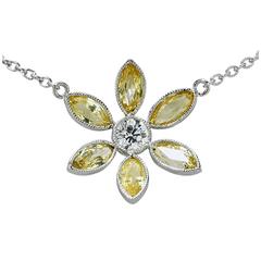Yellow Sapphire Diamond Platinum Necklace 10