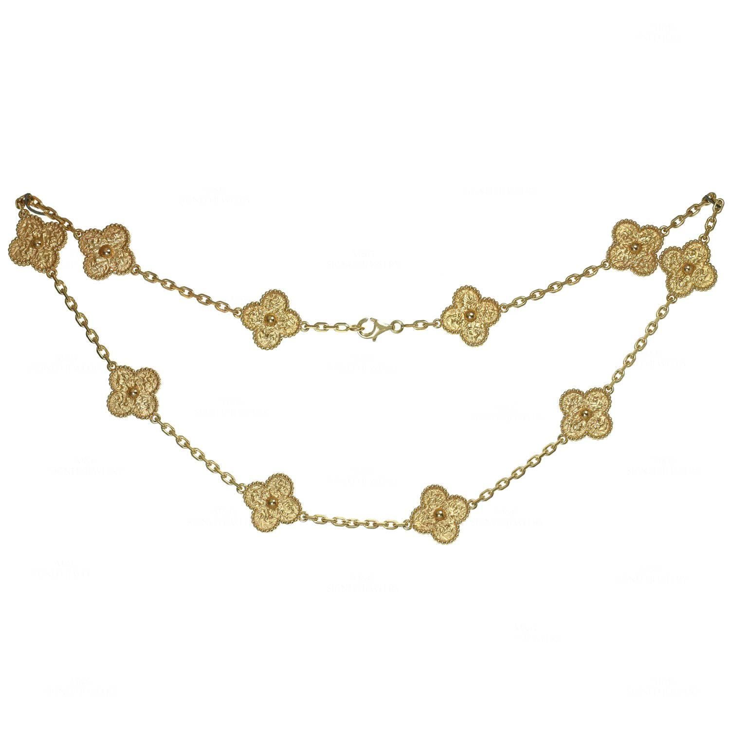  Van Cleef & Arpels Vintage Alhambra Rose Gold 10 Motif Necklace