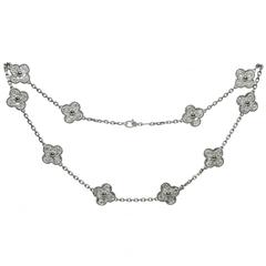 Van Cleef & Arpels Vintage Alhambra Diamond Gold 10 Motifs Necklace 