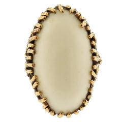 1970s Oversized Angel Skin Coral Gold Ring