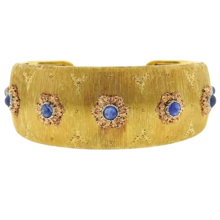 Buccellati Sapphire Gold Cuff Bracelet at 1stDibs