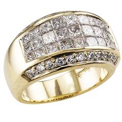 Wide Princess Cut Diamond Gold Band Ring 4