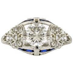 Sapphire 1.03 Carat Diamond Platinum Engagement Ring 