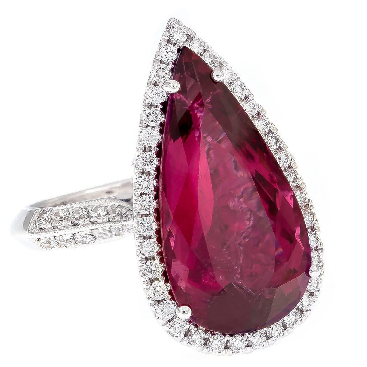 Rubelite and Diamond Gold Ring