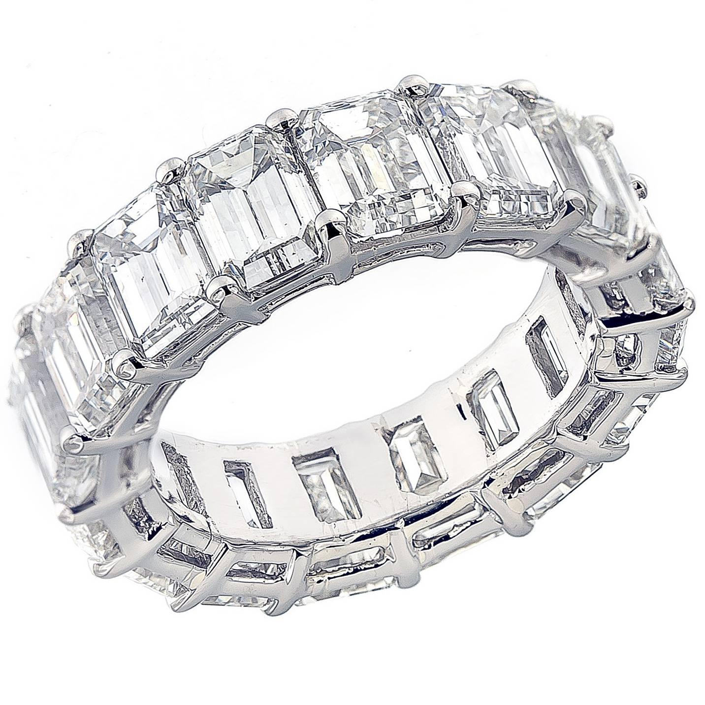 Emerald Cut Diamond Eternity Platinum Ring