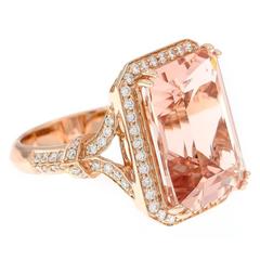 10.29 Carat Morganite and Diamond Gold Ring