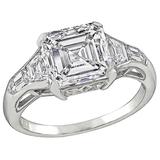 3.01 Carat GIA Asscher Cut Diamond Platinum Engagement Ring