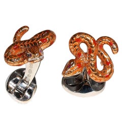 Silver and Ruby Snake Cufflinks by Deakin & Francis