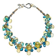 Lemon Quartz London Blue Topaz Sterling Silver Gold Necklace 9