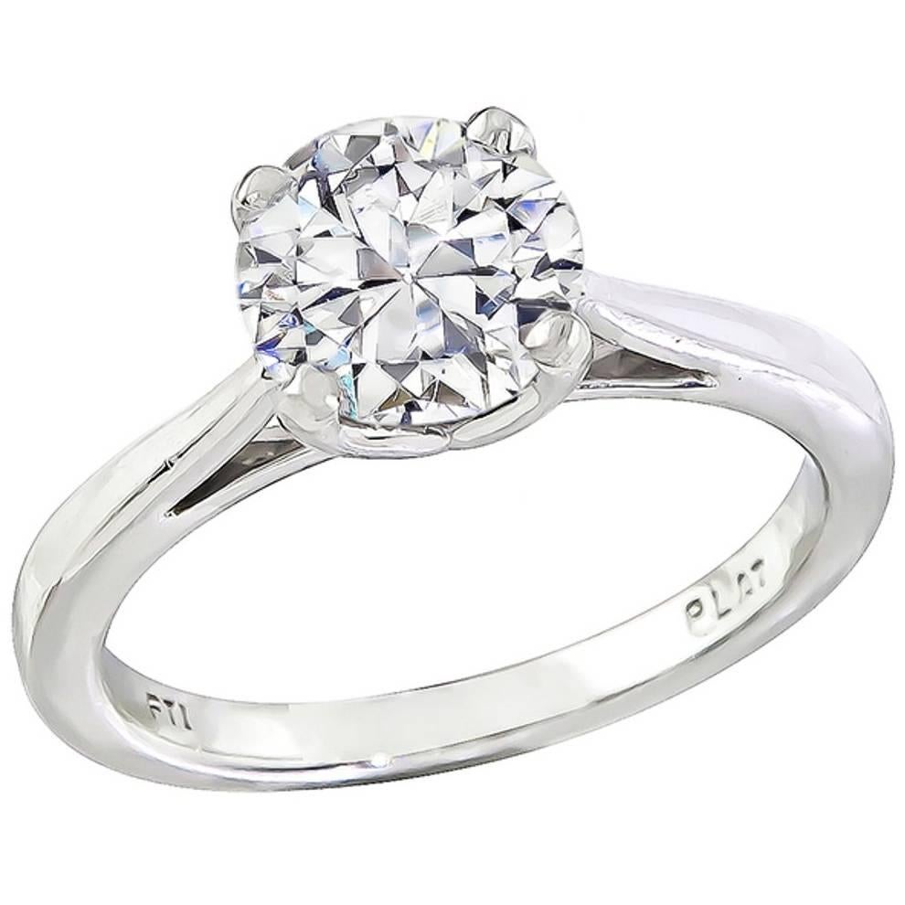 Internally Flawless GIA 1.18 Carat Diamond platinum engagement Ring