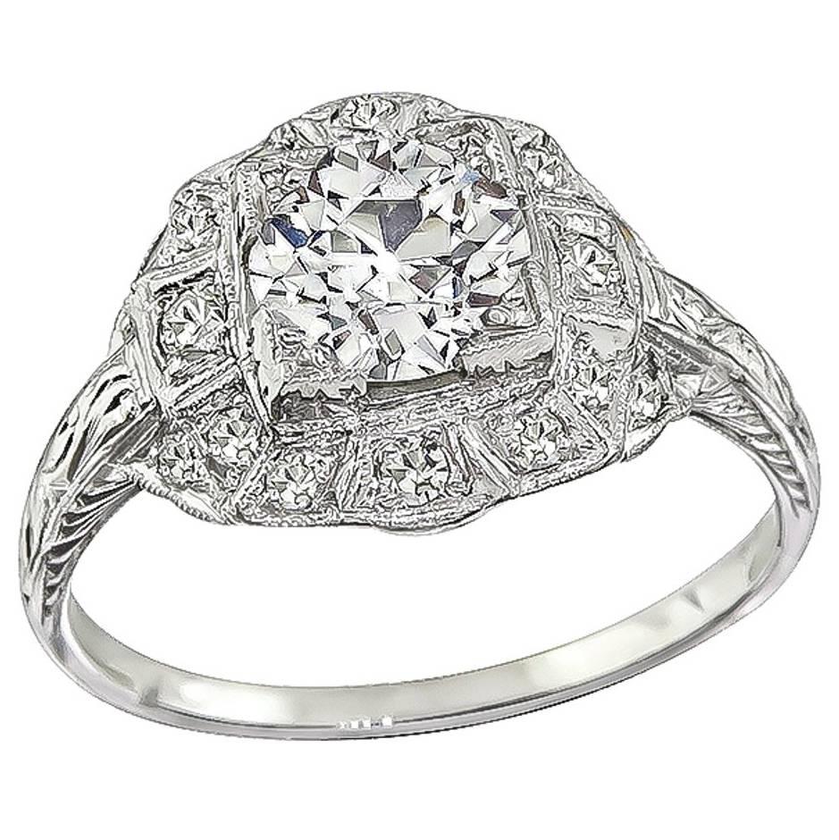 1.02 Carat GIA Certified Diamond platinum Engagement Ring For Sale