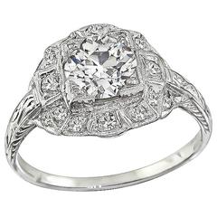 Used 1.02 Carat GIA Certified Diamond platinum Engagement Ring