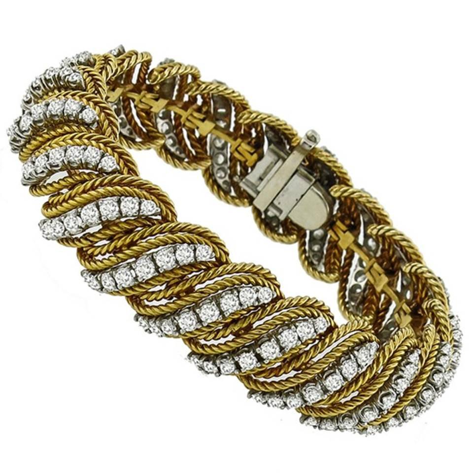 1960s Diamond Two Color Gold Bracelet