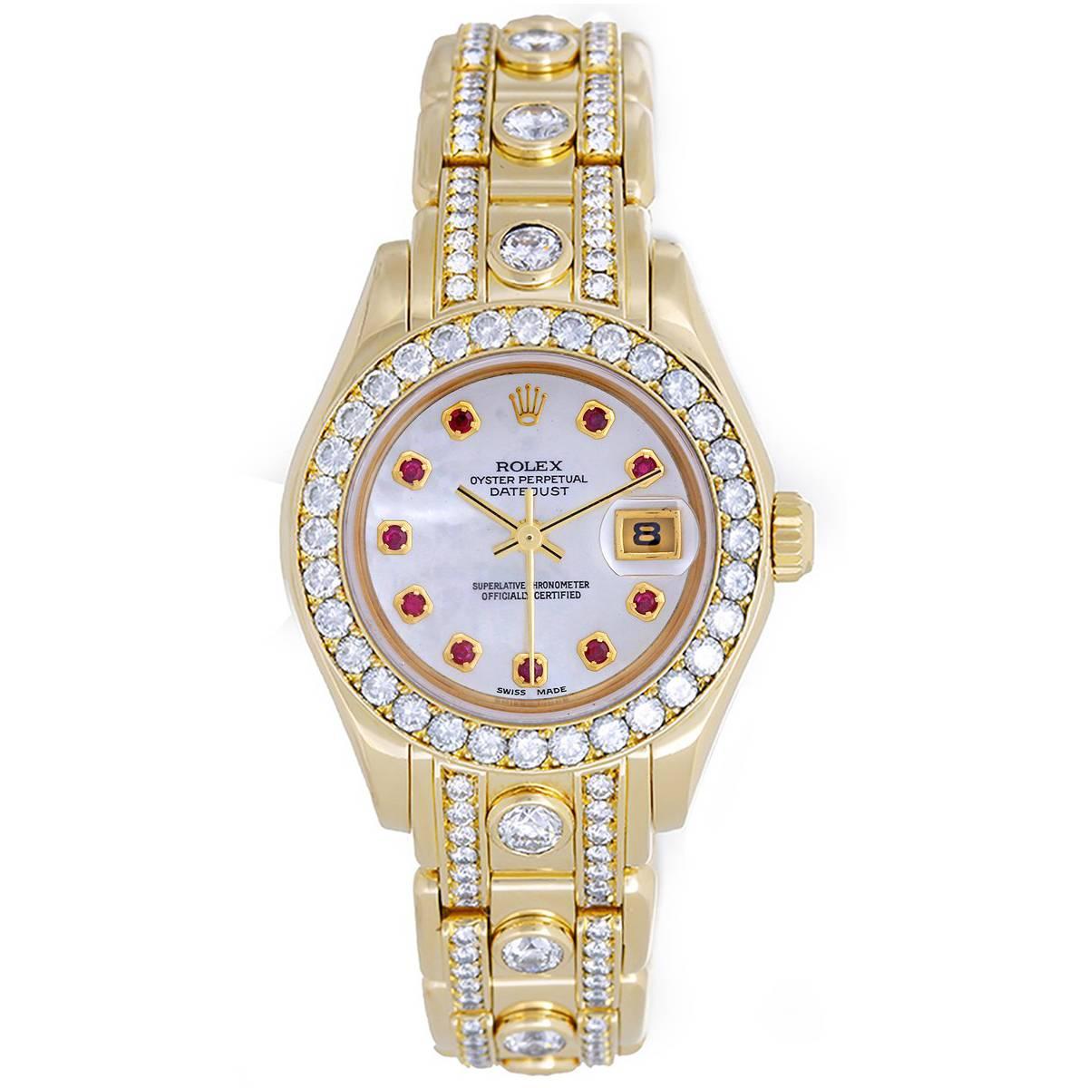 Rolex Ladies yellow gold Diamond Masterpiece Pearlmaster 180 Wristwatch 