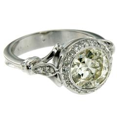 Art Deco 2, 12 carat Diamond Engagement Gold Ring