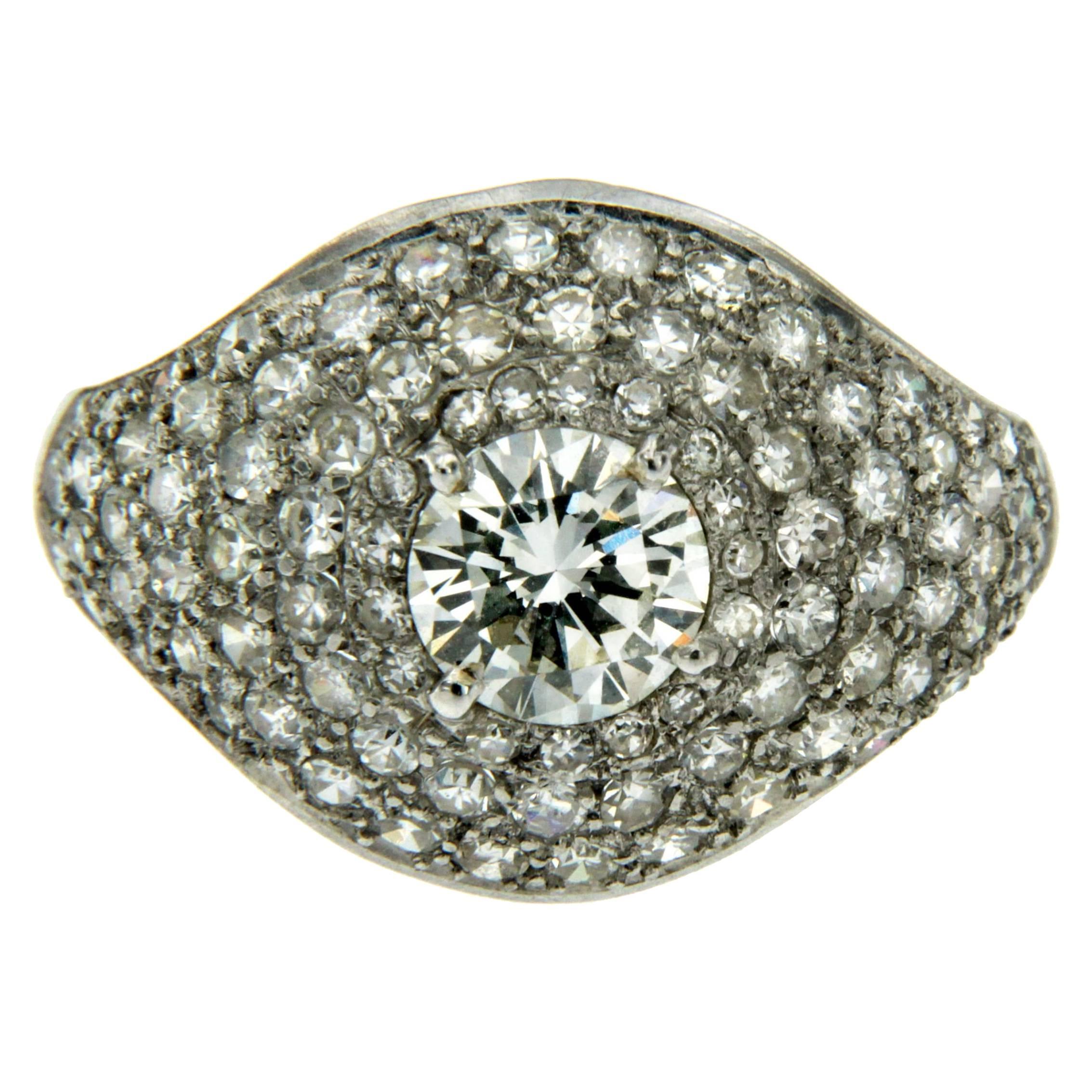 Art Deco 2, 70 Carat Diamond Gold Ring
