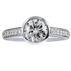 GIA Certified 1.01 Carat Diamond and Pave Bezel Set Platinum Engagement Ring 6