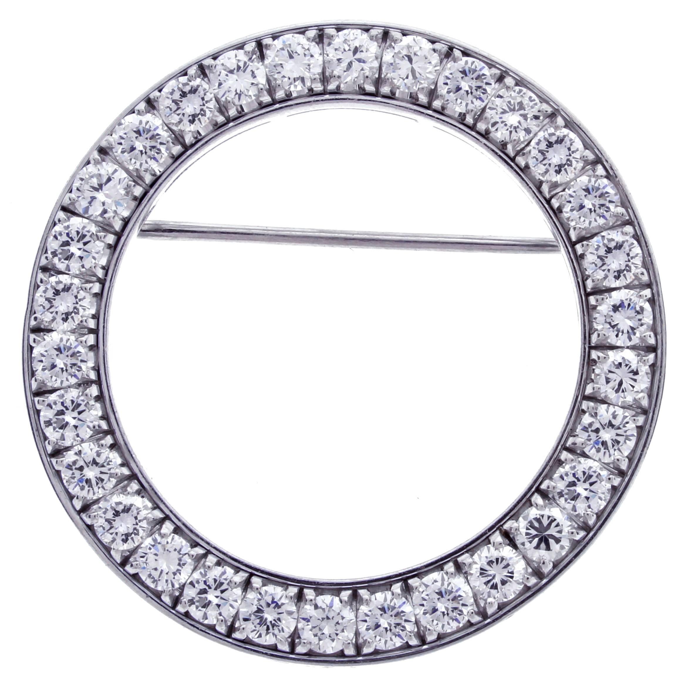 1930s Cartier Diamond Platinum Circle Brooch