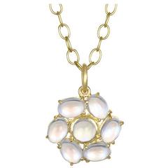 Faye Kim Ceylon Moonstone Daisy Gold Pendant 4