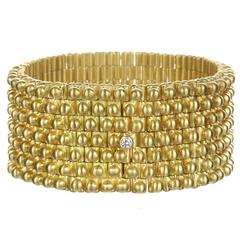 Faye Kim Handmade Flexible Gold Link Cuff Bracelet with Diamond Closure 3