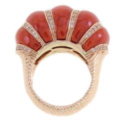 Luise Coral Diamonds Gold Ring 3