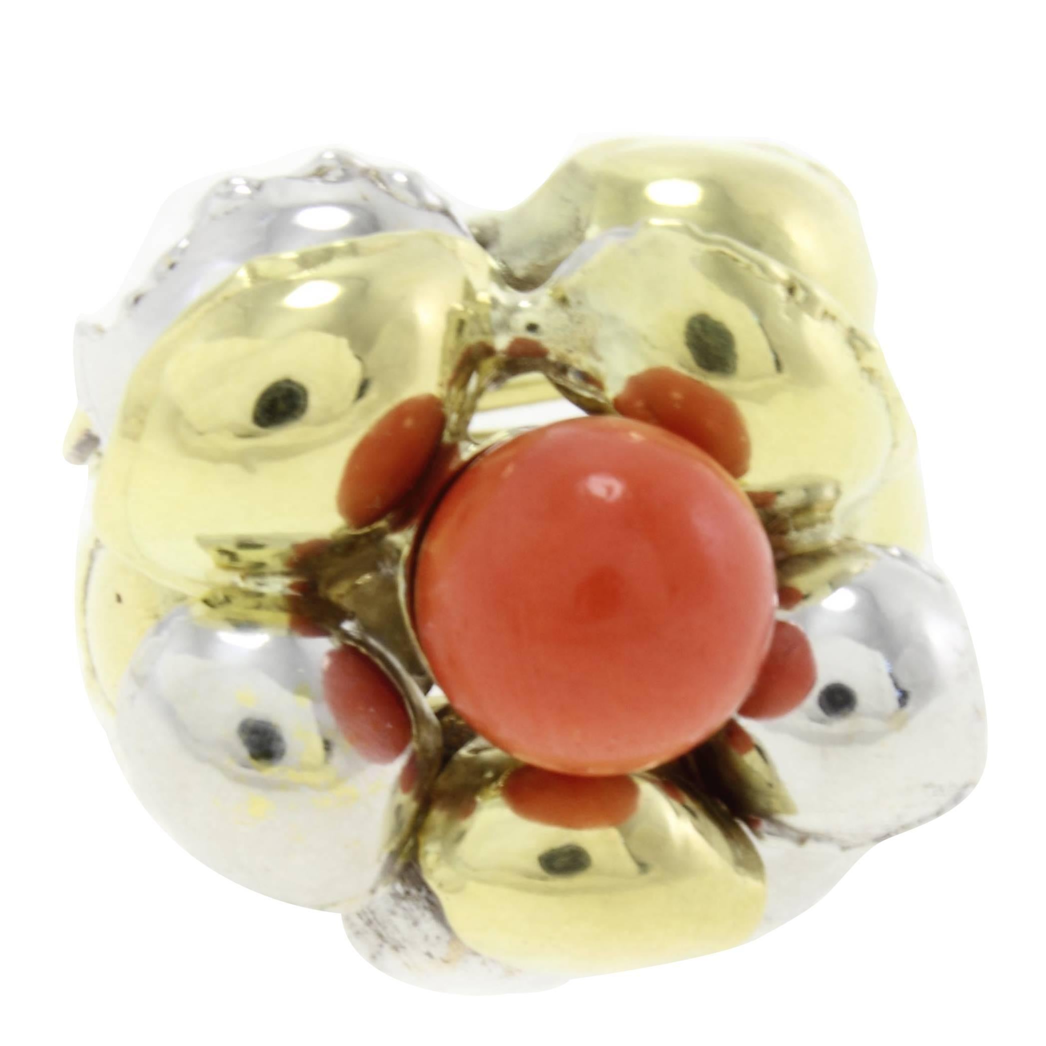 Coral Gold Ring