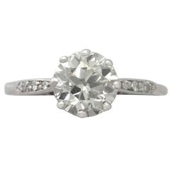 1940s 1.42 Carat Diamond Platinum Solitaire Ring 1