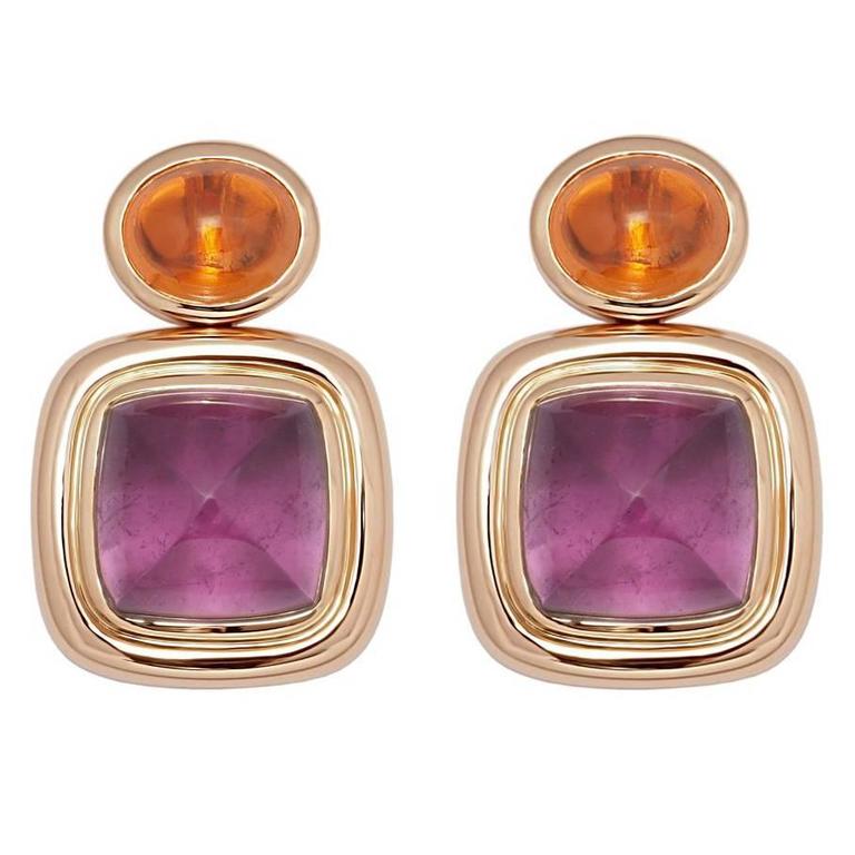 Colleen B. Rosenblat Tourmaline Mandarine Garnet Gold Earrings For Sale