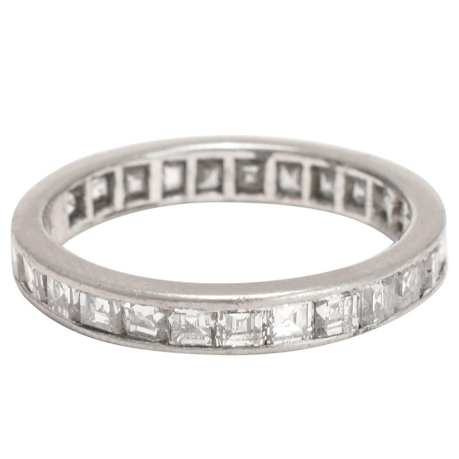 Art Deco 2.0ct Carre Cut Diamond Platinum Eternity Ring