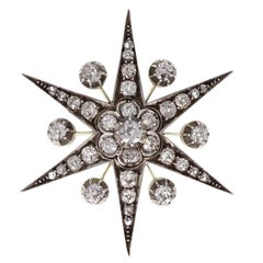 Broche/pendentif en or étoilé à diamants de style victorien antique