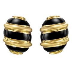 Tiffany & Co. ​Schlumberger Gold and Enamel Olive Stud Earrings