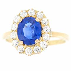 Antique 1.85 Carat No-Heat Sapphire and Diamond Gold Ring 9