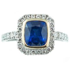 Brilliant Cut Sapphire Diamond and Gold Ring