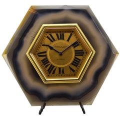 Mappin & Webb Agate and Gilded Brass Art Deco Style Desk Clock 4