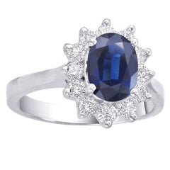 Oval Sapphire and Diamond Engagement Ring 1.79 Carat