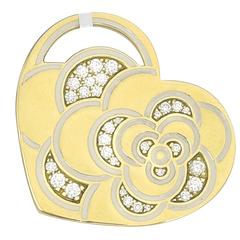 Chanel Diamond Gold Heart Disc Pendant