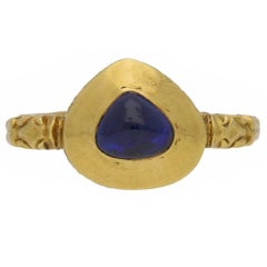 Antique Circa 14th Century Medieval sapphire gold ring