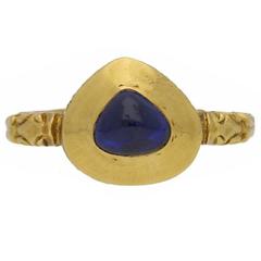 Antique Circa 14th Century Medieval sapphire gold ring 3