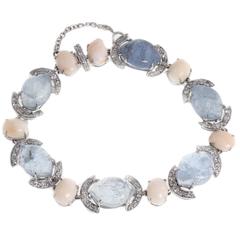 Luise Aquamarine Coral Diamond Link Bracelet 11