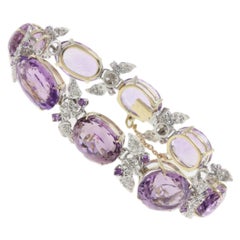 Gliederarmband aus 14 Karat Weiß- und Roségold mit Amethyst, Diamanten