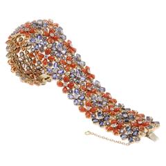  Coral Sapphire Diamond gold Bracelet