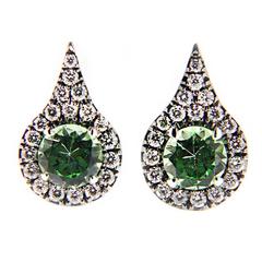 Jona Mint Green Grossular Garnet Diamond Gold Earrings 5